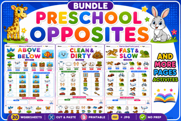 Download Preschool Opposites Cut &amp; Paste Bundle - Preschool Collection